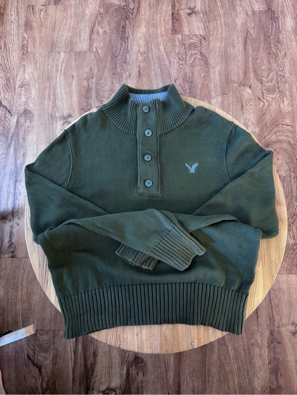 American Eagle Outfitters Olive Green Half-Button Knit Sweater